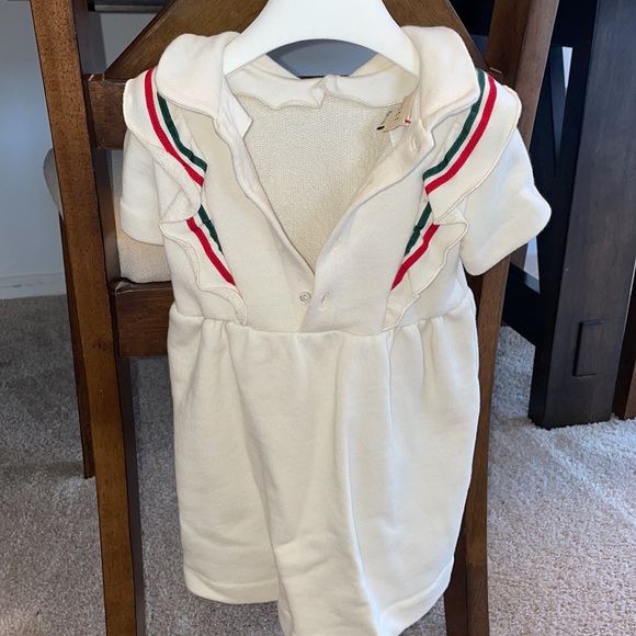 Authentic Gucci Dress Bow Tie Gucci Print 18-24Months Vintage, original dust bag - Picture 5 of 11